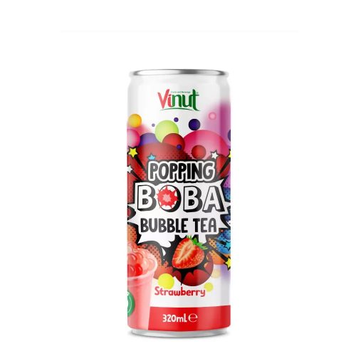 POPPING BOBA BUBBLE TEA- STRAWBERRY - Caj i ftohtë me luleshtrydhe 320ml